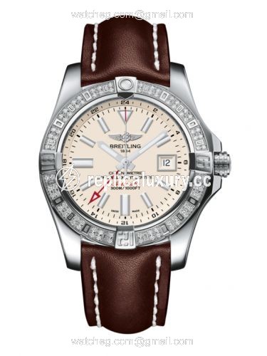 Breitling Avenger II GMT Stainless Steel / Diamond / Stratus Silver / Calf A3239053.G778.437X