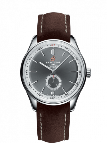 Breitling Premier Automatic 40 Stainless Steel / Anthracite / Nubuck Brown / Tang A37340351B1X2