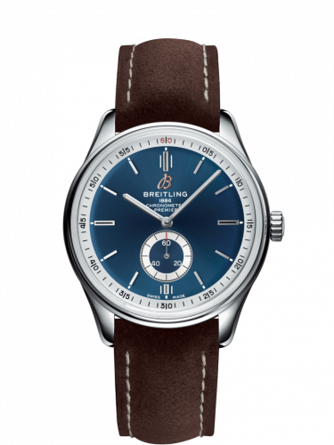 Breitling Premier Automatic 40 Stainless Steel / Blue / Nubuck Brown / Tang A37340351C1X2