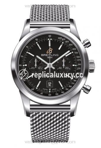 Breitling Transocean Chronograph 38 Black / Milanese A4131012.BC06.171A