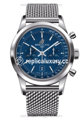Breitling Transocean Chronograph 38 Blue / Milanese A4131012.C862.171A