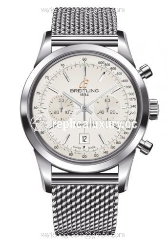 Breitling Transocean Chronograph 38 Silver / Milanese A4131012.G757.171A