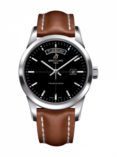 Breitling Transocean Day & Date Stainless Steel / Black / Calf / Pin A4531012/BB69/433X/A20BA.1