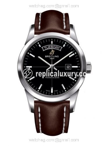 Breitling Transocean Day & Date Stainless Steel / Black / Calf / Pin A4531012/BB69/437X/A20BA.1