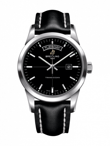 Breitling Transocean Day & Date Stainless Steel / Black / Calf / Folding A4531012/BB69/438X/A20D.1