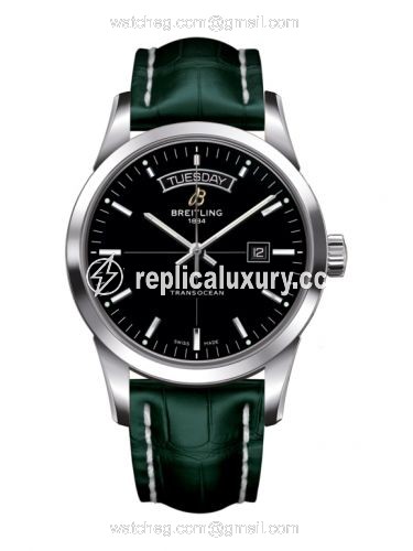 Breitling Transocean Day & Date Stainless Steel / Black / Croco / Pin A4531012/BB69/748P/A20BA.1