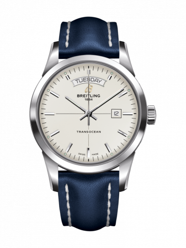 Breitling Transocean Day & Date Stainless Steel / Silver / Calf / Pin A4531012/G751/105X/A20BA.1