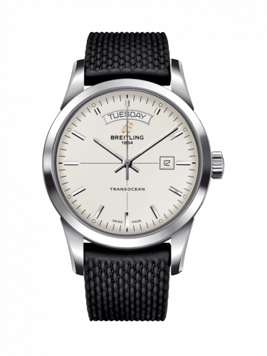 Breitling Transocean Day & Date Stainless Steel / Silver / Rubber / Pin A4531012/G751/278S/A20S.1