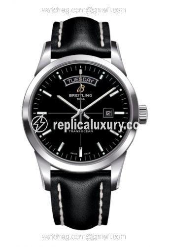 Breitling Transocean Day & Date Stainless Steel / Black / Calf / Pin A4531012/BB69/435X/A20BA.1