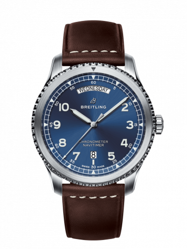 Breitling Navitimer 8 Automatic Day & Date 41 Stainless Steel / Blue / Brown Calf / Pin A45330101C1X2