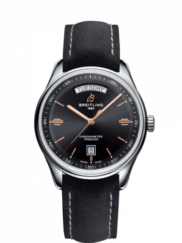 Breitling Premier Automatic Day & Date 40 Stainless Steel / Black / Nubuck Anthracite / Folding A45340241B1X1