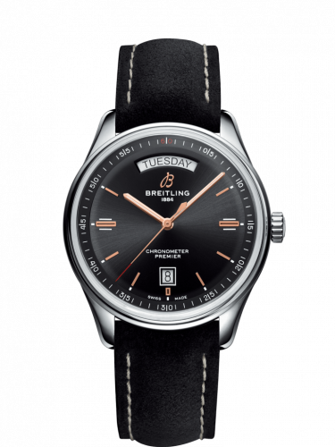 Breitling Premier Automatic Day & Date 40 Stainless Steel / Black / Nubuck Black / Folding A45340241B1X2