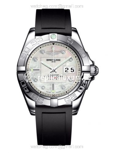 Breitling Galactic 41 Stainless Steel / Pearl Diamond / Rubber A49350L2.A702.132S