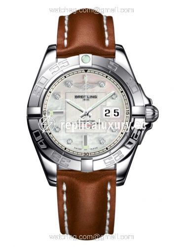 Breitling Galactic 41 Stainless Steel / Pearl Diamond / Calf A49350L2.A702.425X