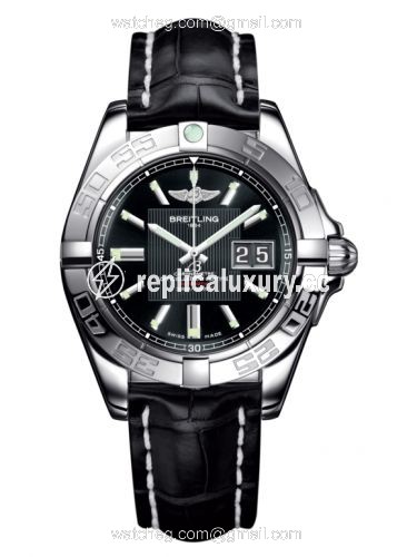 Breitling Galactic 41 Stainless Steel / Trophy Black / Croco A49350L2.BA07.728P
