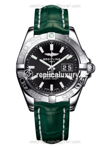 Breitling Galactic 41 Stainless Steel / Onyx Black / Croco A49350L2.BE58.771P