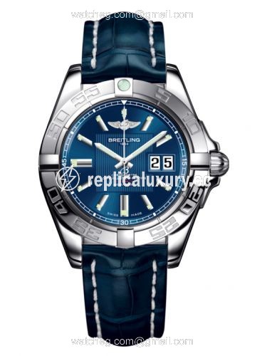 Breitling Galactic 41 Stainless Steel / Metallica Blue / Croco A49350L2.C806.718P