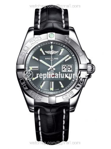 Breitling Galactic 41 Stainless Steel / Tomcat Gray / Croco A49350L2.F549.728P