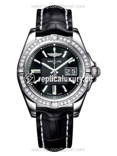 Breitling Galactic 41 Stainless Steel / Diamond / Trophy Black / Croco A49350LA.BA07.728P