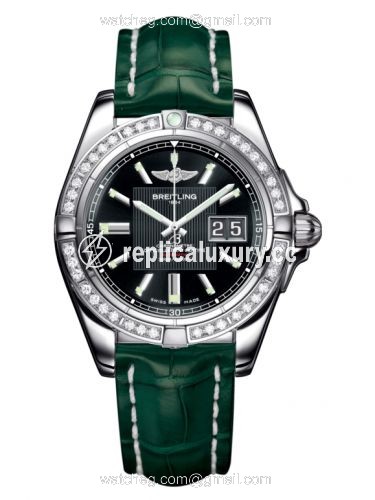 Breitling Galactic 41 Stainless Steel / Diamond / Trophy Black / Croco A49350LA.BA07.771P