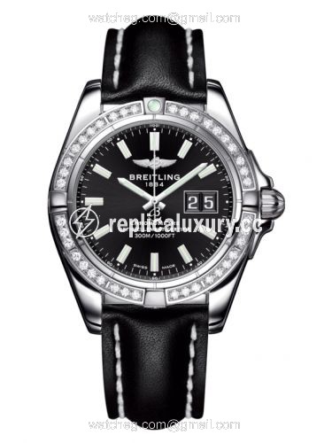 Breitling Galactic 41 Stainless Steel / Diamond / Onyx Black / Calf A49350LA.BE58.428X