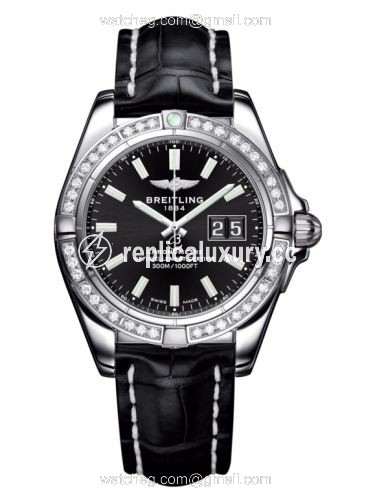 Breitling Galactic 41 Stainless Steel / Diamond / Onyx Black / Croco A49350LA.BE58.728P