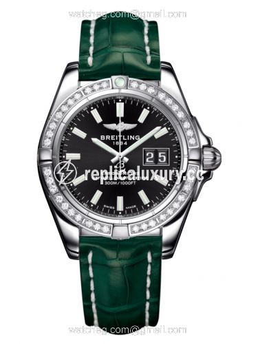Breitling Galactic 41 Stainless Steel / Diamond / Onyx Black / Croco A49350LA.BE58.771P