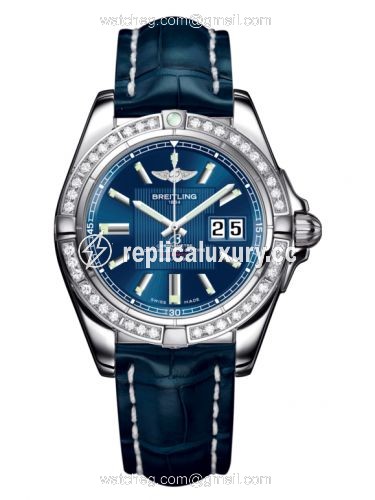 Breitling Galactic 41 Stainless Steel / Diamond / Metallica Blue / Croco A49350LA.C806.718P