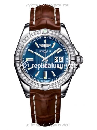 Breitling Galactic 41 Stainless Steel / Diamond / Metallica Blue / Croco A49350LA.C806.722P