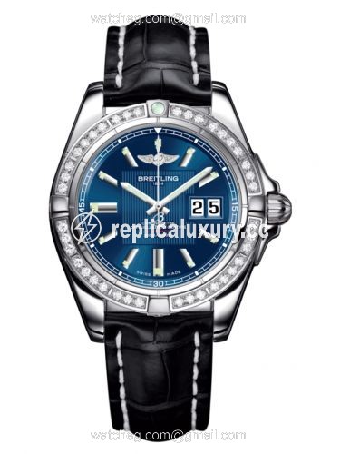 Breitling Galactic 41 Stainless Steel / Diamond / Metallica Blue / Croco A49350LA.C806.728P