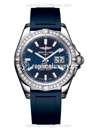 Breitling Galactic 41 Stainless Steel / Diamond / Horizon Blue / Rubber A49350LA.C929.138S