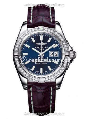 Breitling Galactic 41 Stainless Steel / Diamond / Horizon Blue / Croco A49350LA.C929.720P