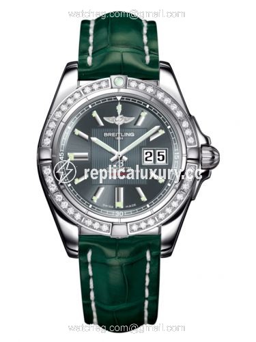 Breitling Galactic 41 Stainless Steel / Diamond / Tomcat Gray / Croco A49350LA.F549.771P