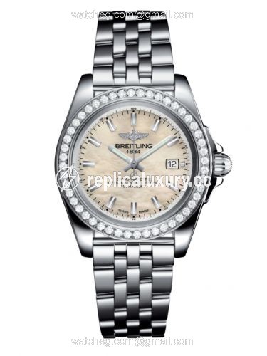 Breitling Galactic 32 Sleek Edition Stainless Steel / Diamond / Pearl / Bracelet A7133053/A800/792A