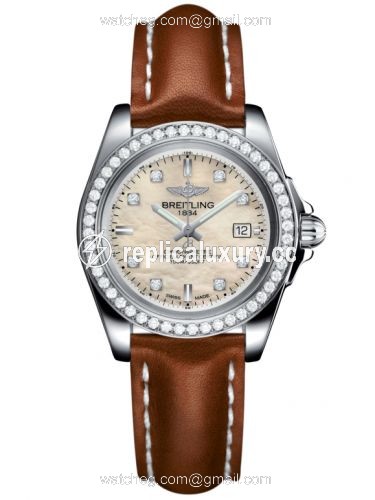 Breitling Galactic 32 Sleek Edition Stainless Steel / Diamond / Pearl Diamond / Calf A7133053/A801/406X/A14BA.1