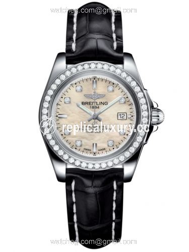 Breitling Galactic 32 Sleek Edition Stainless Steel / Diamond / Pearl Diamond / Croco A7133053/A801/777P/A14BA.1