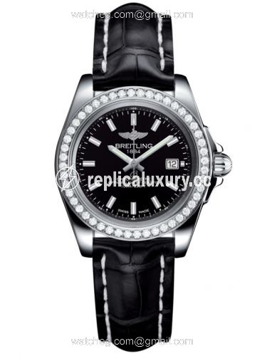 Breitling Galactic 32 Sleek Edition Stainless Steel / Diamond / Trophy Black / Croco A7133053/BF62/777P/A14BA.1