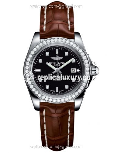 Breitling Galactic 32 Sleek Edition Stainless Steel / Diamond / Trophy Black Diamond / Croco A7133053/BF63/778P/A14BA.1