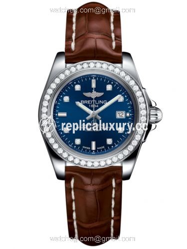 Breitling Galactic 32 Sleek Edition Stainless Steel / Diamond / Horizon Blue Diamond / Croco A7133053/C966/778P/A14BA.1