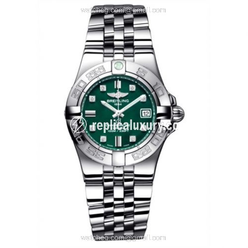 Breitling Galactic 30 Green / Diamond / Bracelet A71340L2.L516.368A