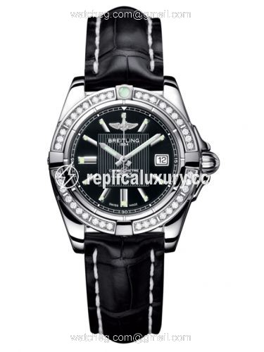 Breitling Galactic 32 Stainless Steel / Diamond / Trophy Black / Croco A71356LA.BA10.777P