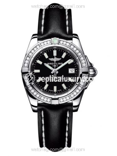Breitling Galactic 32 Stainless Steel / Diamond / Onyx Black / Calf A71356LA.BE76.408X