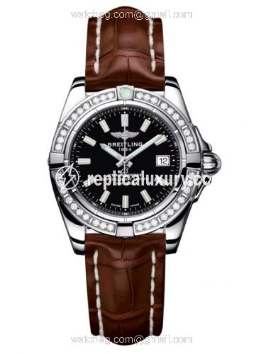 Breitling Galactic 32 Stainless Steel / Diamond / Onyx Black / Croco A71356LA.BE76.778P