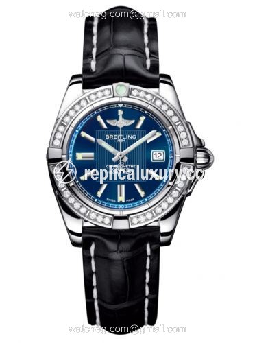 Breitling Galactic 32 Stainless Steel / Diamond / Metallica Blue / Croco A71356LA.C811.777P