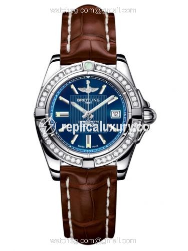 Breitling Galactic 32 Stainless Steel / Diamond / Metallica Blue / Croco A71356LA.C811.778P
