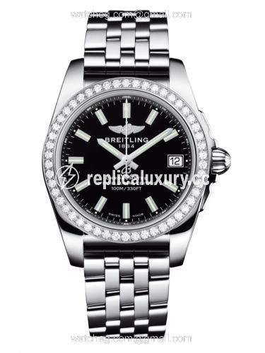 Breitling Galactic 36 Stainless Steel / Diamond / Trophy Black / Bracelet A7433053.BE08.376A