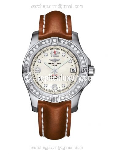 Breitling Colt 36 Diamond / Pearl Diamond / Calf A7438953.A771.412X