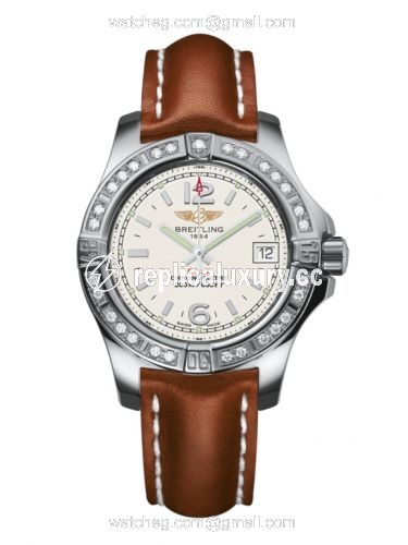 Breitling Colt Lady Diamond / Stratus Silver / Calf / Pin A7738853/G793/406X/A14BA.1