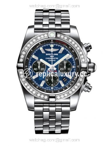 Breitling Chronomat 44 Stainless Steel / Diamond / Blackeye Blue / Bracelet AB011053.C789.375A