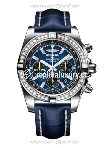 Breitling Chronomat 44 Stainless Steel / Diamond / Blackeye Blue / Croco AB011053.C789.731P